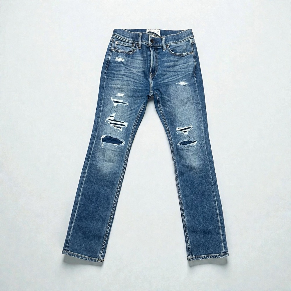Abercrombie Kids Distressed Skinny Jeans Blue Denim Size 15/16